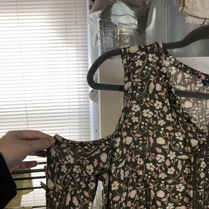 Chumbak Womans Cold Shoulder Blouse XS Tassle Tie